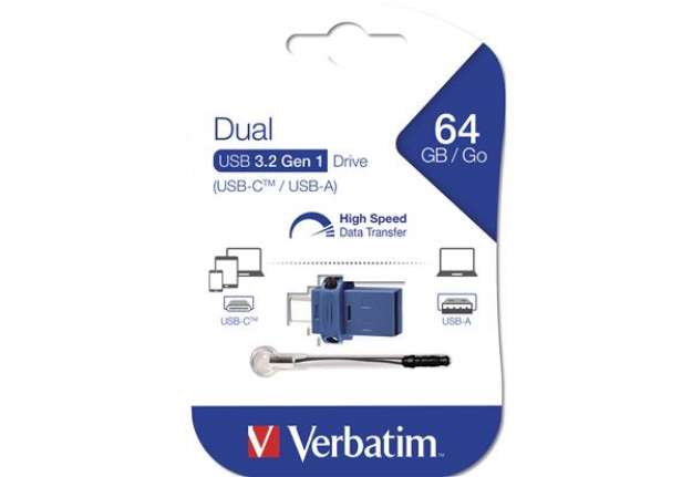 Immagine di Verbatim - Memoria USB 3.0 Store 'N' Go Dual Drive - USB-A / USB-C - 64 GB - 49967