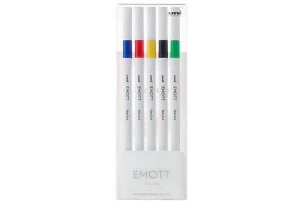 Immagine di Fineliner Emott -  tratto 0.4 mm - colori assortiti vivid - Uni Mitsubishi - conf. 5 pezzi