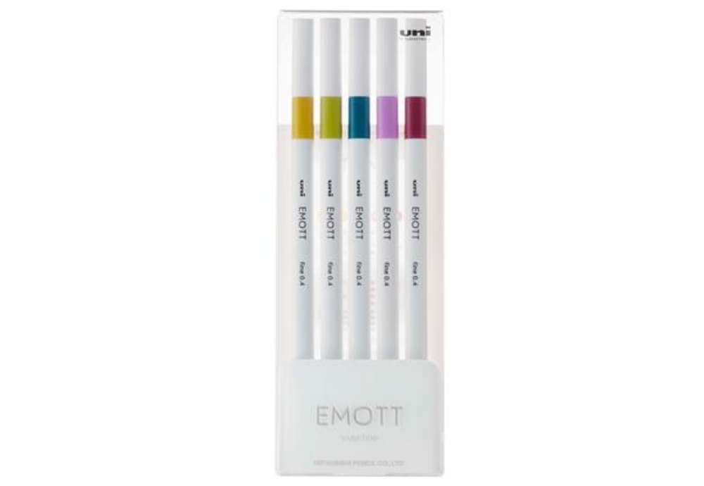 Immagine di Fineliner Emott - tratto 0.4 mm - colori assortiti retrò - Uni Mitsubishi - conf. 5 pezzi