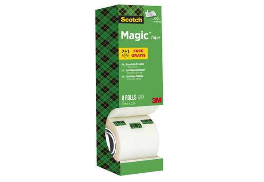Immagine di Nastro adesivo Magic 810 - 19 mm x 33 m - acrilico - trasparente - Scotch - Value Pack 7+1 rotoli