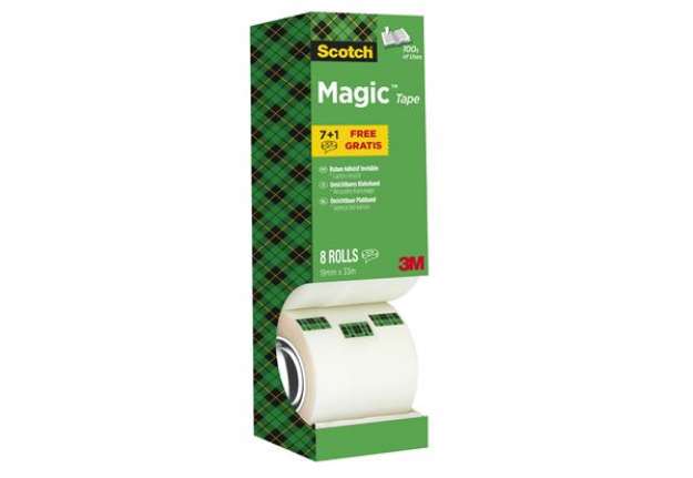 Immagine di Nastro adesivo Magic 810 - permanente - 1,9 cm x 33 m - trasparente - Scotch - Value Pack 7+1 rotoli