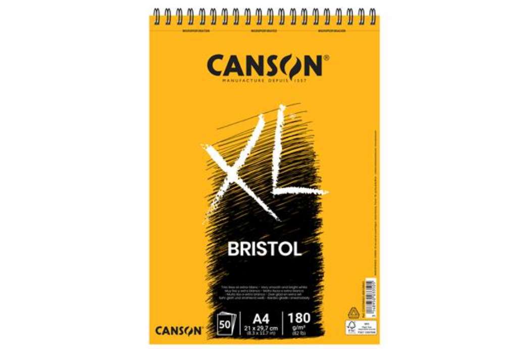 Immagine di Blocco spiralato lato corto XL Bristol - A4 - 180 gr - 50 fogli - Canson