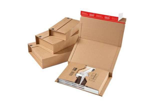 Immagine di Scatola postale CP 020 - fustellata - 38 x 29 x 8 cm - cartone microonda - avana - ColomPac