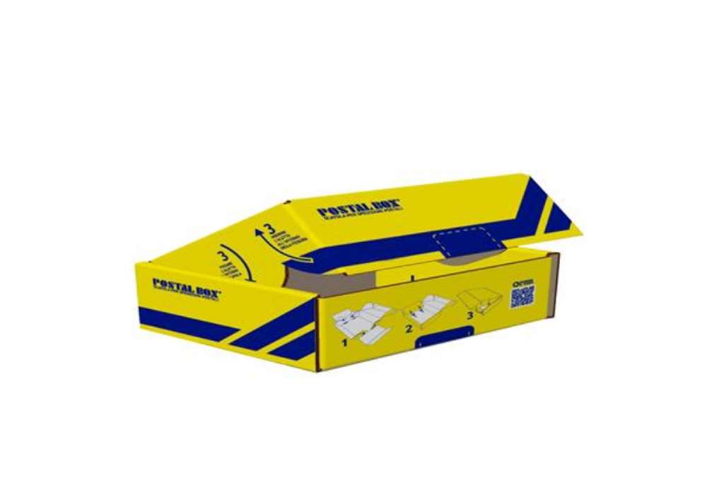 Immagine di Scatola spedizioni Postal Box - XS - 34 x 24 x 6 cm - giallo/blu - Blasetti