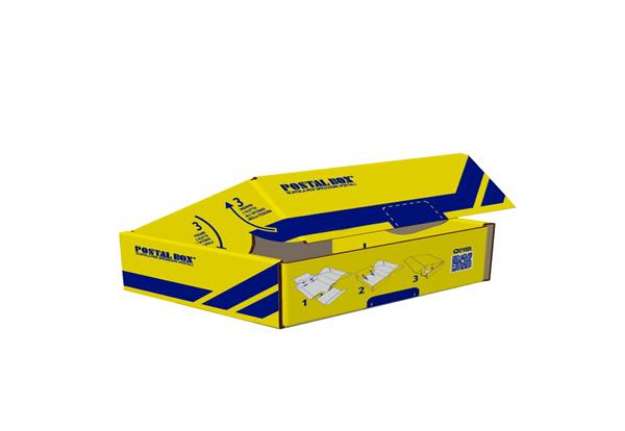 Immagine di Scatola spedizioni Postal Box - XS - 34 x 24 x 6 cm - giallo/blu - Blasetti