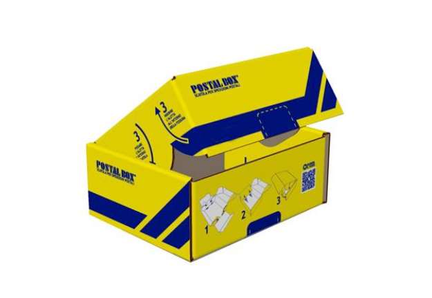 Immagine di Scatola spedizioni Postal Box - XL - 48 x 30 x 21 cm - giallo/blu - Blasetti