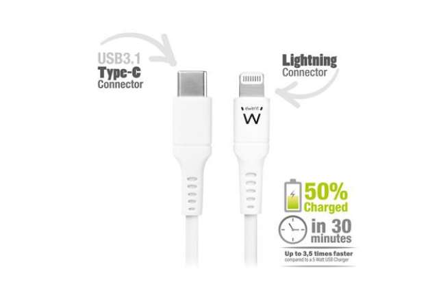 Immagine di Cavo lightning USB TYPE-C - per smartphone e tablet - 1 mt - Eminent