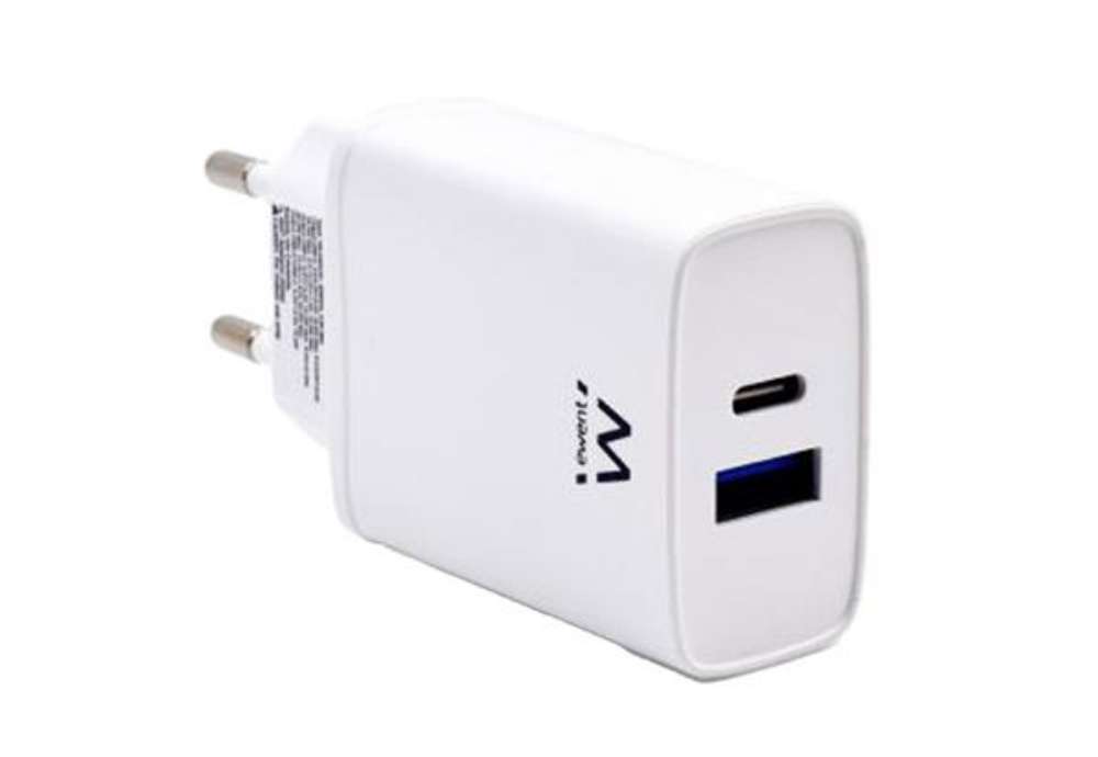 Immagine di Caricabatterie rapido - 2 porte - USB-C e USB-A da 20W - Eminent