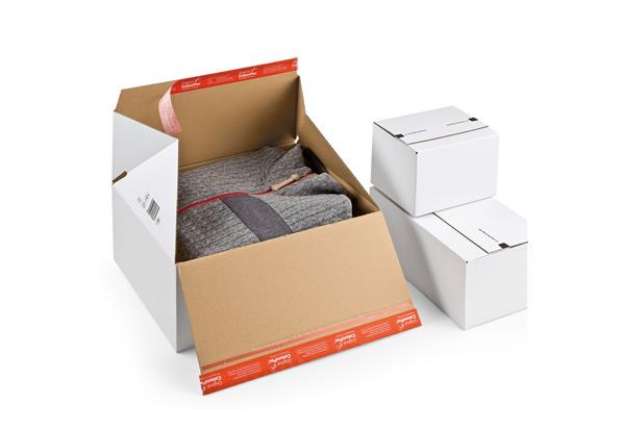 Immagine di Scatola e-commerce - per spedizioni - 30,6 x 18,6 x 12,7 cm - cartone - bianco - ColomPac