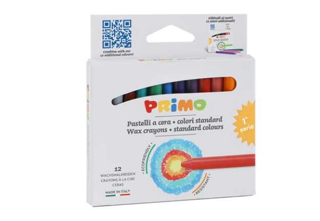 Immagine di Pastelli a cera - Ø 9 mm x 85 mm - Primo - conf. 12 pezzi