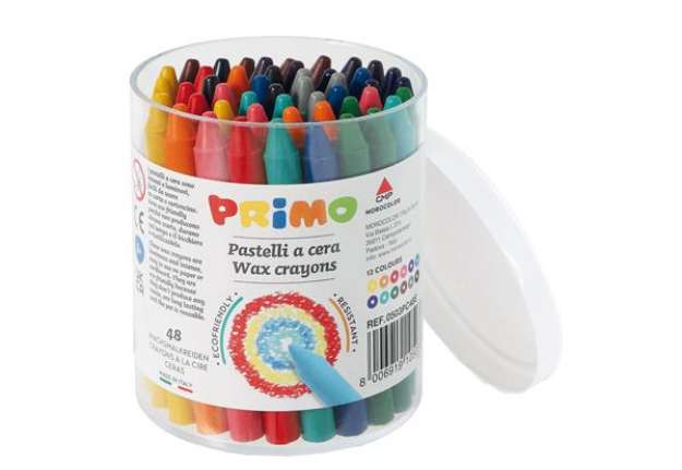 Immagine di Pastelli a cera - Ø 9 mm x 85 mm - Primo - conf. 48 pezzi