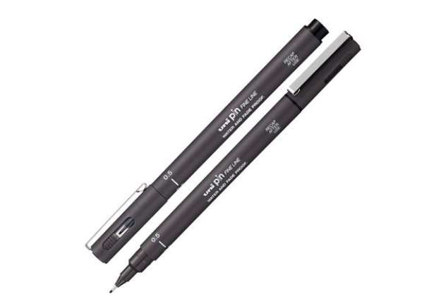 Immagine di Pin fineliner - punta 0.5 mm - grigio scuro - Uni Mitsubishi