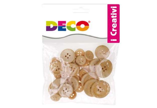 Immagine di Bottoni - legno naturale - Deco - conf. 30 pezzi