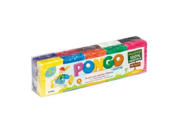 Immagine di Pasta Pongo - panetto 50 gr - colori assortiti - Giotto - conf.10 pezzi