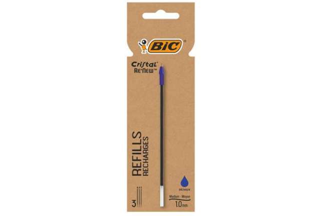 Immagine di Refill sfera Cristal Re'New - punta 1 mm - blu - Bic - blister 3 pezzi