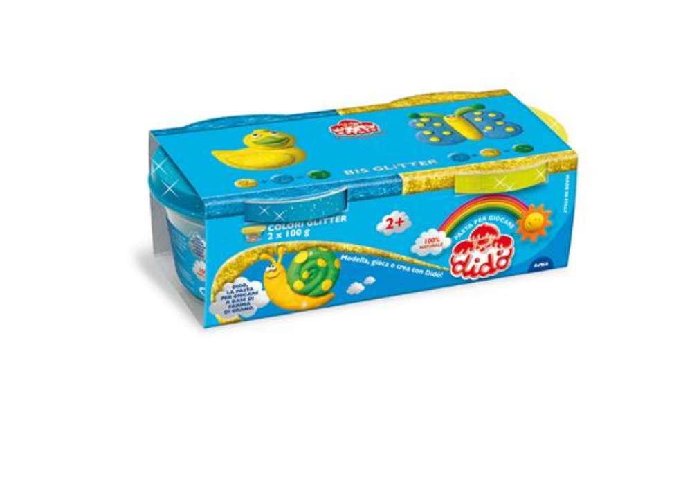 Immagine di Pasta Glitter - 100gr - giallo/azzurro - conf. 2 pezzi - Didò