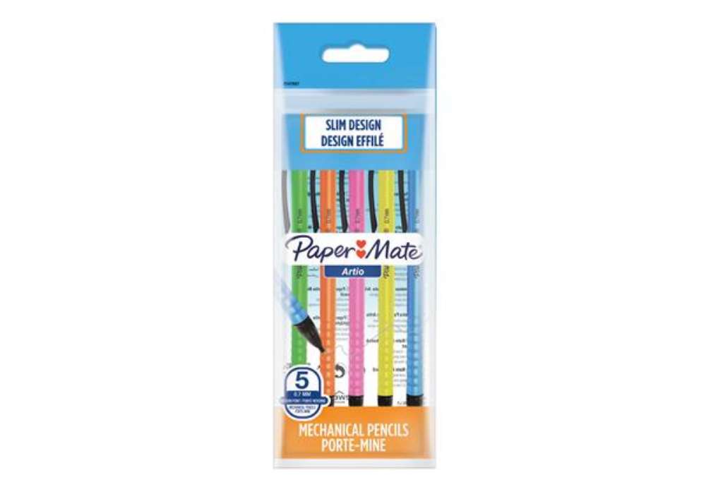 Immagine di Portamine usa e getta Artio - 0.7 mm - HB - fusto colori assortiti - Papermate - conf.5 pezzi