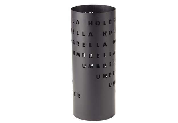 Immagine di Portaombrelli - diametro 18 cm - H 46 cm - metallo verniciato - fantasia lettere - nero - King colle