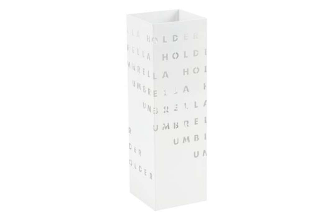 Immagine di Portaombrelli - 15,5 x 15,5 x 49 cm - metallo verniciato - fantasia lettere - bianco - King collecti