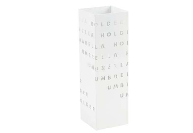 Immagine di Portaombrelli - 15,5 x 15,5 x 49 cm - metallo verniciato - fantasia lettere - bianco - King collecti