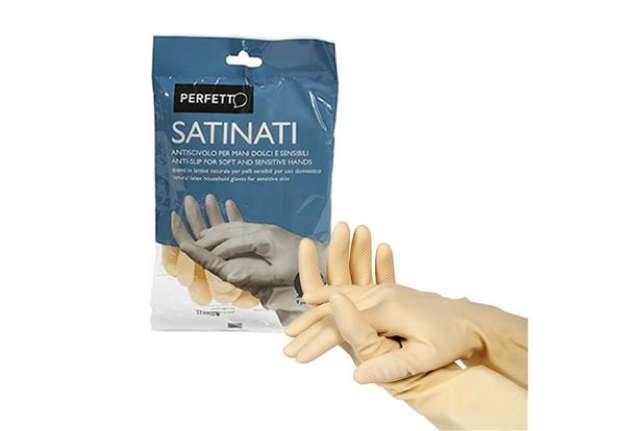 Immagine di Guanti in lattice - satinati - taglia L/8 - bianco - Perfetto - blister 2 pezzi