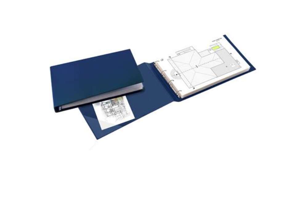 Immagine di Raccoglitore Sanremo 2000 - 42 x 30 cm album - 4 anelli a D 40 mm - dorso 5,5 cm - blu - Sei Rota