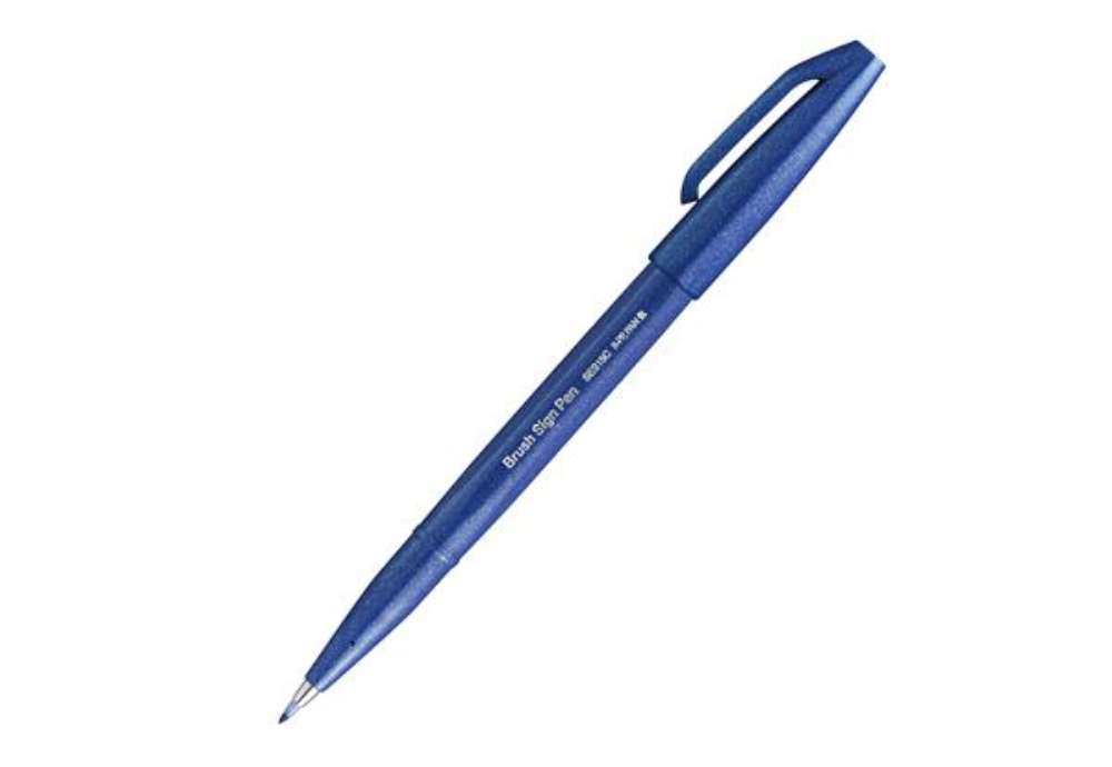 Immagine di Pennarello Brush Sign Pen - blu - Pentel
