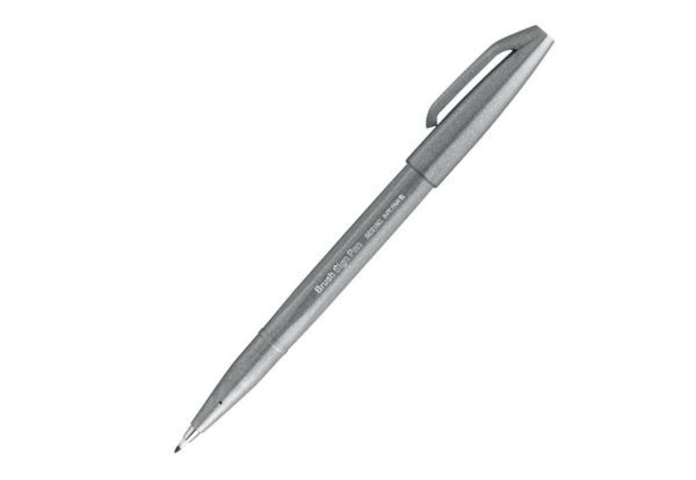 Immagine di Pennarello Brush Sign Pen - grigio - Pentel