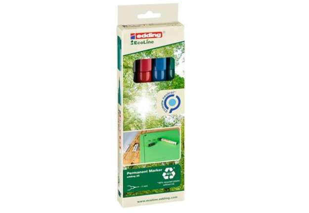 Immagine di Marcatore permanente 25 Ecoline - punta tonda 1.0 mm - colori assortiti - Edding - conf. 4 pezzi