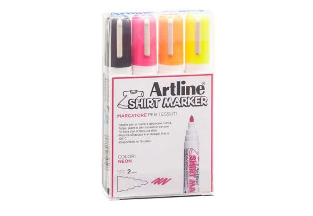 Immagine di Marcatore per tessuto - punta tonda 2.0 mm - colori assortiti - Artline - conf. 4 pezzi