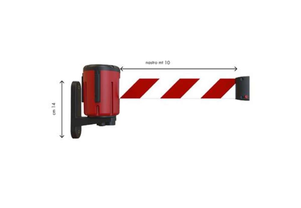 Immagine di Kit testina Rondo Tensa - con fissaggio a muro - nastro estensibile 10 m - rosso/bianco - Studio T