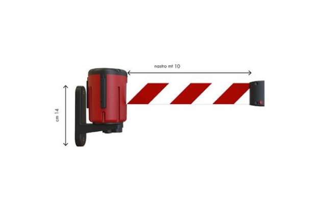 Immagine di Kit testina Rondo Tensa - con fissaggio magnetico - nastro estensibile 10 m - rosso/bianco - Studio