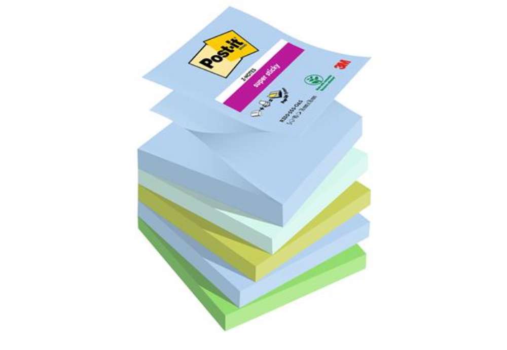 Immagine di Blocco Post-it Super Sticky Z Notes - R330-5SS-OAS - 76 x 76 mm - colori Oasis - 90 fogli - Post-it
