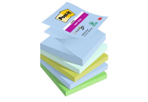 Immagine di Blocco Post-it Super Sticky Z Notes - R330-5SS-OAS - 76 x 76 mm - colori Oasis - 90 fogli - Post-it