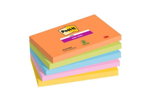 Immagine di Blocco Post-it Super Sticky - 654-5SS-OAS - 76 x 127 mm - colori Boost - 90 fogli - Post-it - conf.