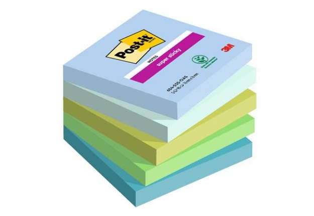 Immagine di Blocco Post-it Super Sticky - 654-5SS-OAS - 76 x 76 mm - colori Oasis -  90 fogli - Post-it - conf.