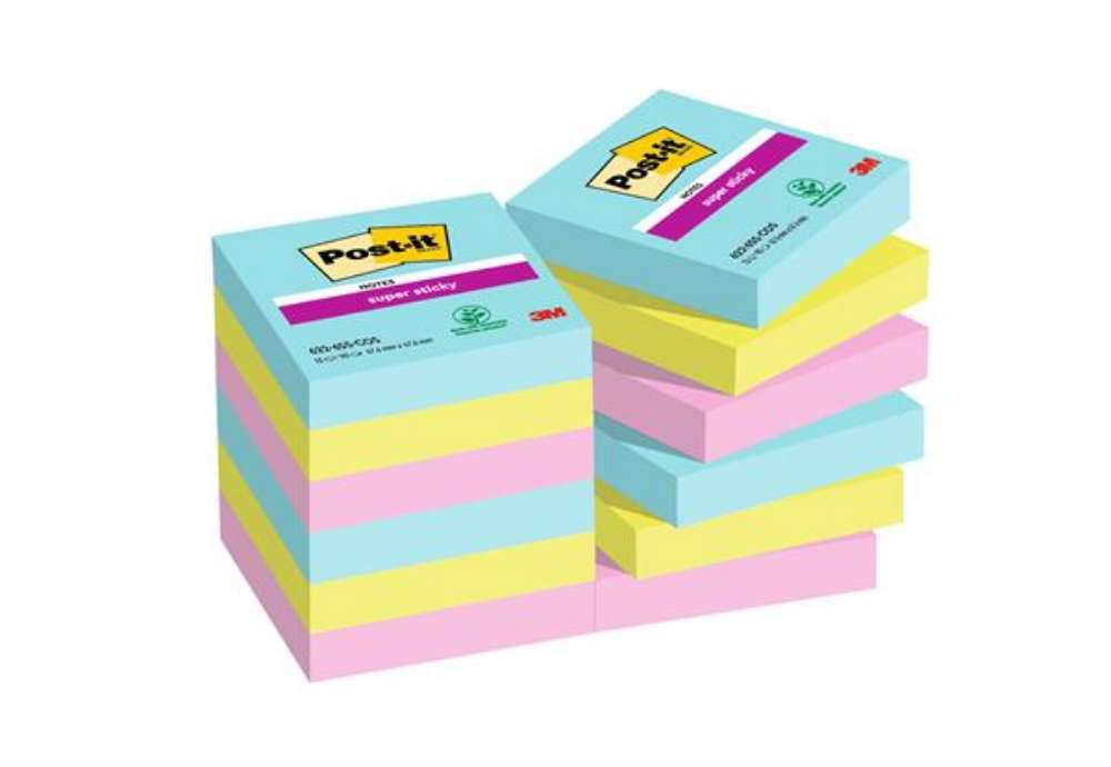 Immagine di Blocco Post-it Super Sticky - 622-12SS-COS - 47,6 x 47,6 mm - colori Cosmic - 90 fogli - Post-it - c