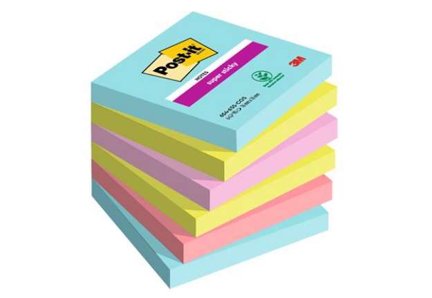 Immagine di Blocco Post-it Super Sticky - 654-6SS-COS - 76 x 76 mm - colori Cosmic - 90 fogli - Post-it - conf.