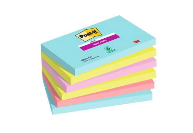 Immagine di Blocco Post-it Super Sticky - 655-6SS-COS - 76 x 127 mm - colori Cosmic - 90 fogli - Post-it - conf.