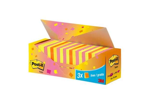 Immagine di Blocco foglietti Post-it Super Sticky - 654-NP24 - 76 x 76 mm - colori assortiti - 100 fogli - Post-