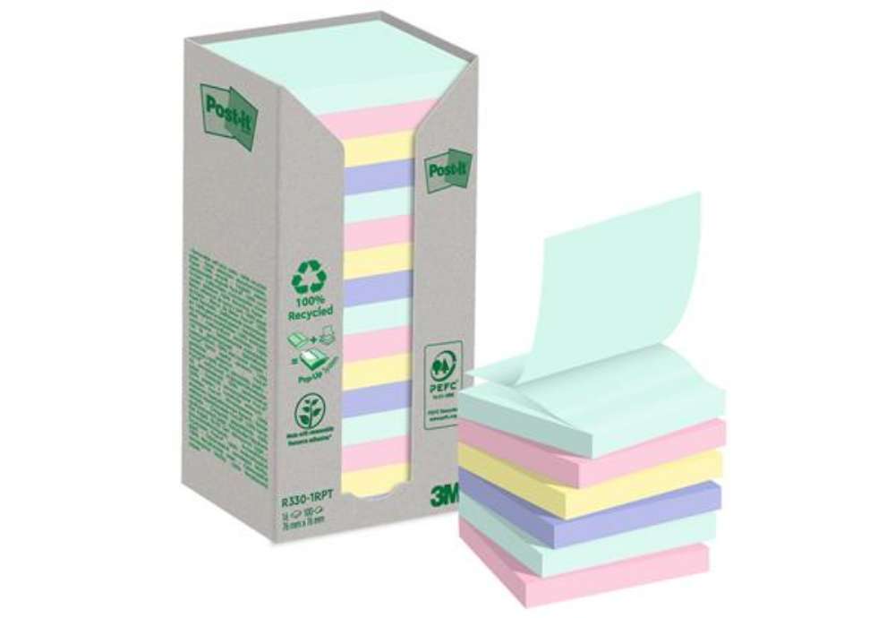 Immagine di Blocco Post-it Z-Notes Green - R330-1RPT - 76 x 76 mm - colori pastello - 100 fogli - Post-it - conf