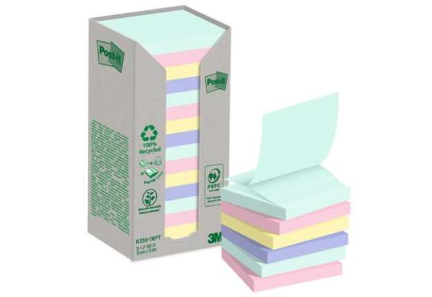 Immagine di Blocco Post-it Z-Notes Green - R330-1RPT - 76 x 76 mm - colori pastello - 100 fogli - Post-it - conf
