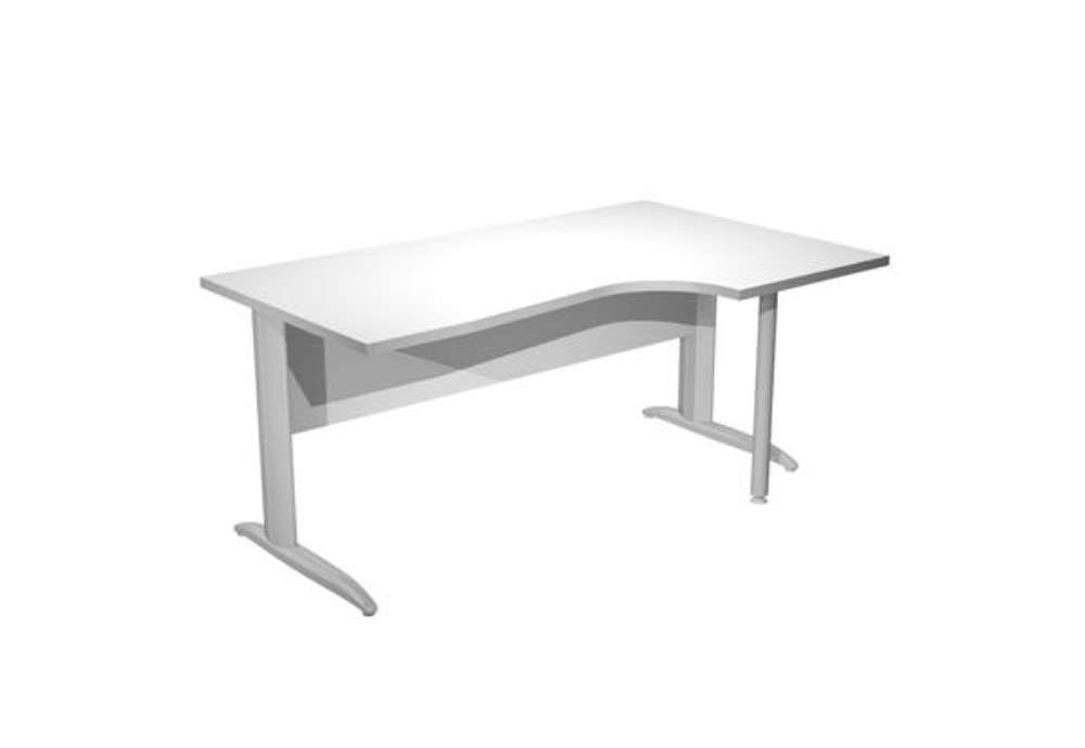 Immagine di Scrivania Compact Destro Easy - 160 x 60/80/100 cm - Bianco/grigio cromato