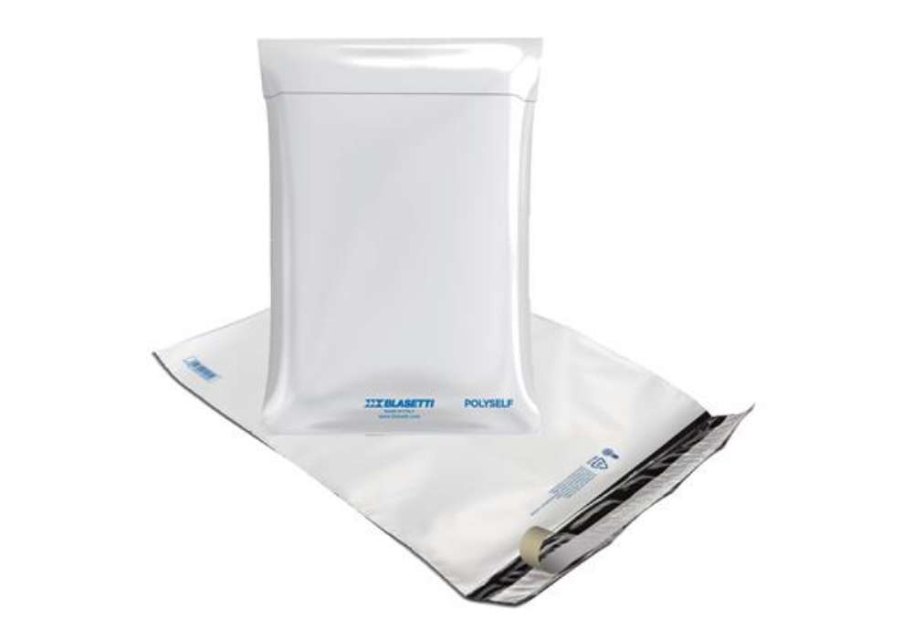 Immagine di Sacchetto Polyself - per corrieri  - C4 - 27 x 35 cm - PE - bianco/grigio - Blasetti  - conf. 100 pe