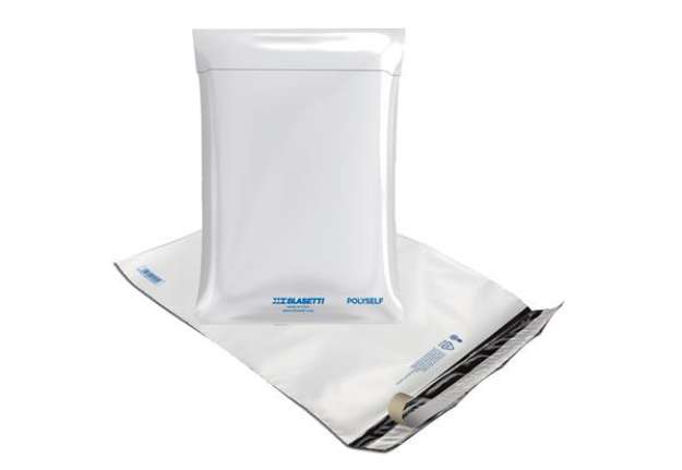 Immagine di Sacchetto Polyself - per corrieri  - A2 - 50 x 58 cm - PE - bianco/grigio - Blasetti  - conf. 100 pe