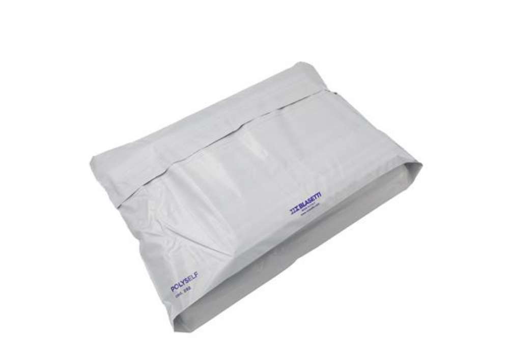 Immagine di Busta Polyself - per corrieri - con soffietto - A3 - 32 x 48 x 10 cm - PE - bianco/grigio - Blasetti