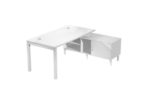 Immagine di Scrivania Agorà - con mobile di servizio portante - 165 x 140 x L 72,5 cm - bianco