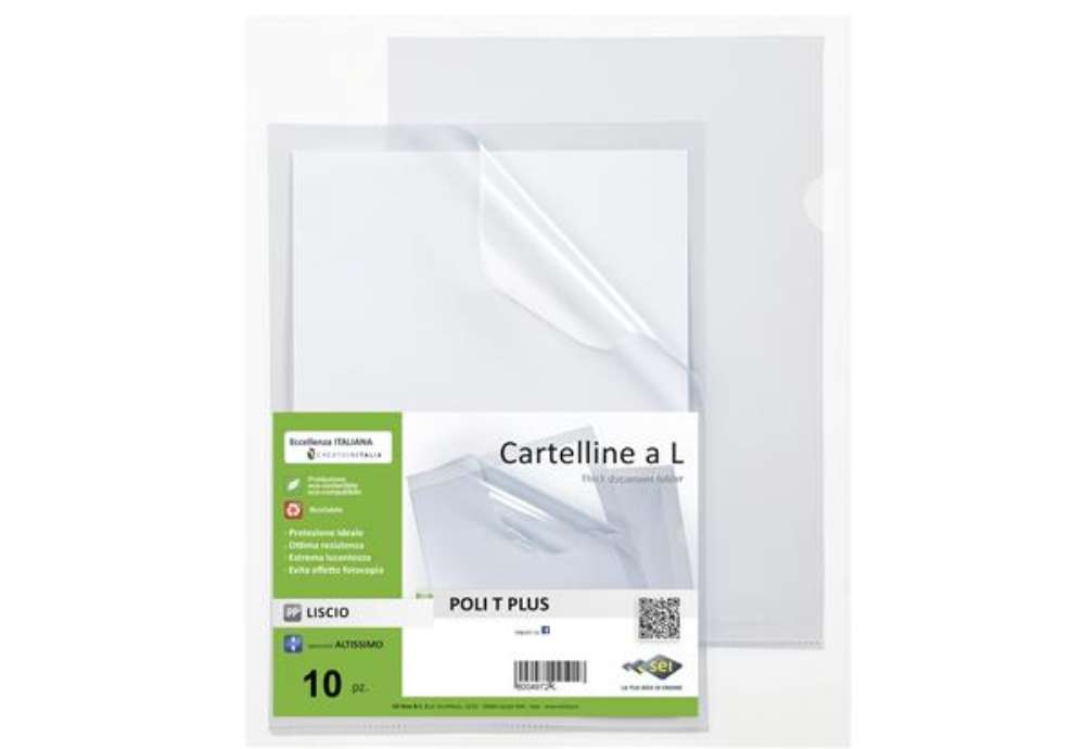 Immagine di Cartellina a L Poli T Plus - 30 x 42 cm - PP - liscio pesante - Sei rota - conf.10 pezzi
