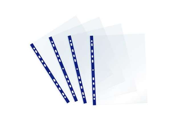 Immagine di Buste forate Sprint - c/ banda - liscia - 22 x 30 cm - blu - Favorit - conf. 25 pezzi