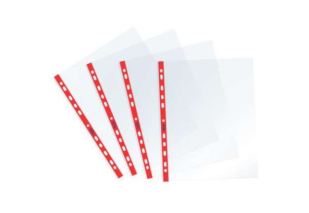 Immagine di Buste forate Sprint - c/ banda - liscia - 22 x 30 cm - rosso - Favorit - conf. 25 pezzi